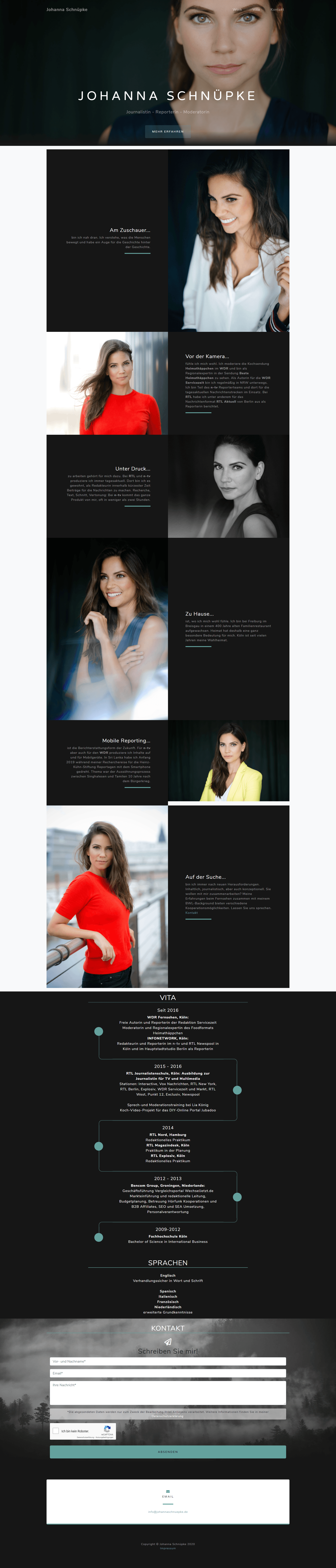 Website preview of Johanna Schnüpke - Journalistin, Reporterin & Moderatorin