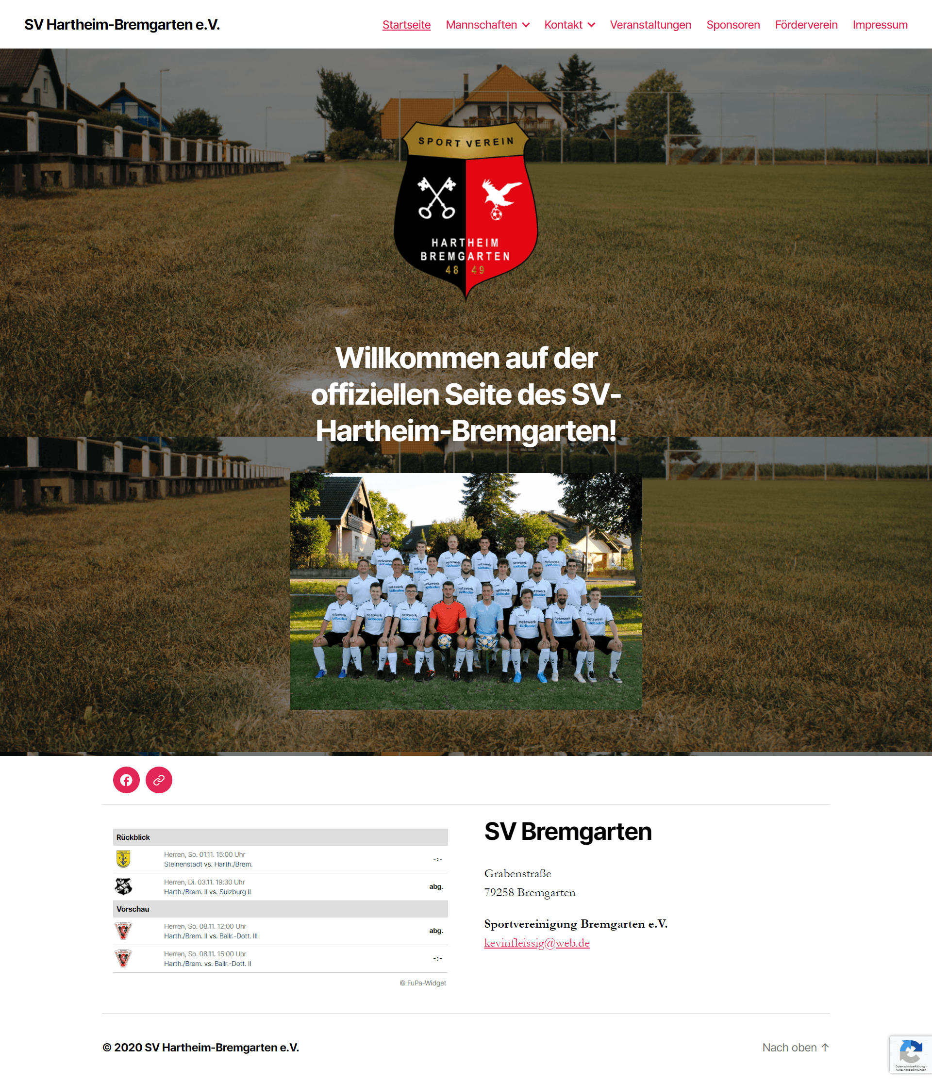 Website preview of SV Bremgarten e.V.